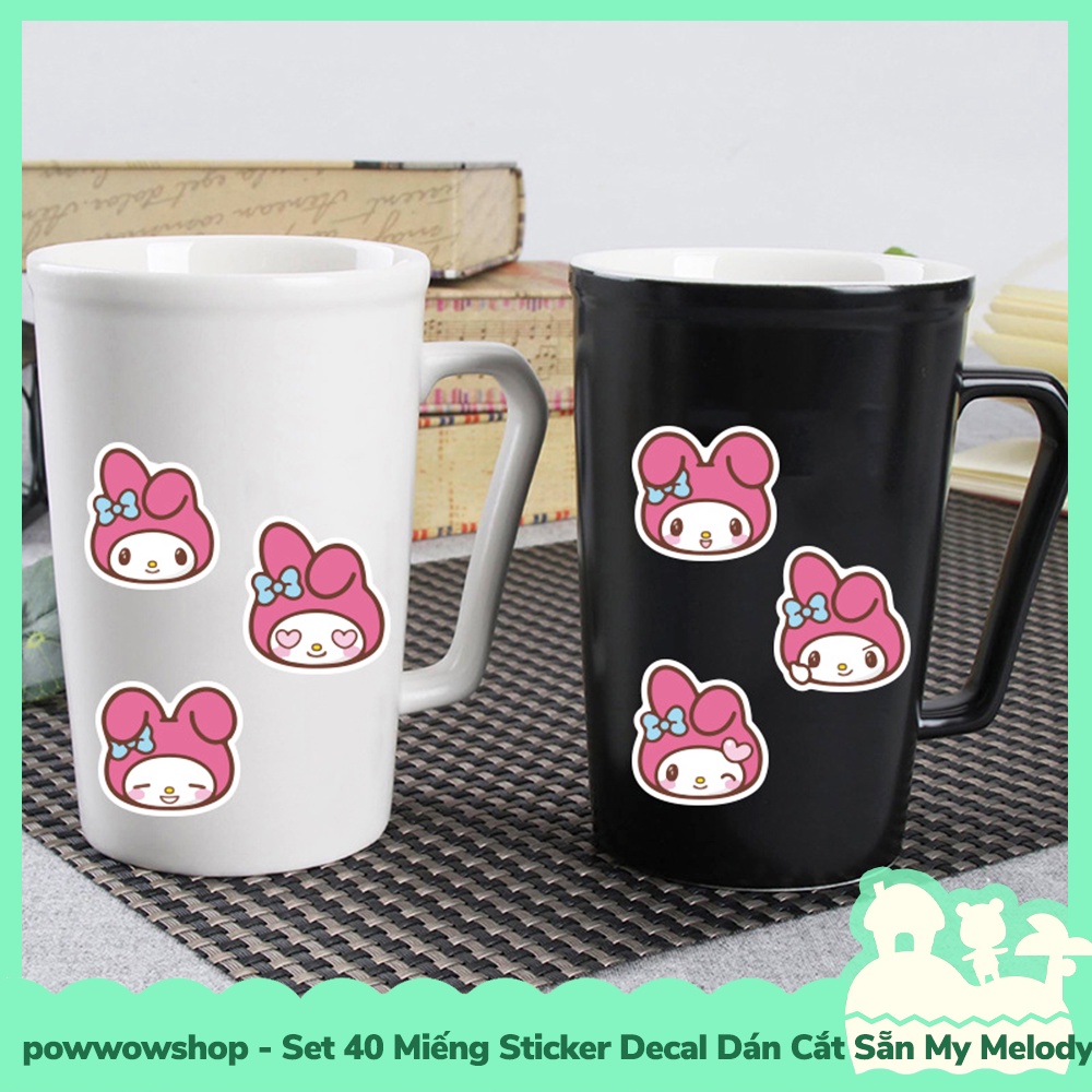 [Sẵn VN - Hỏa Tốc] Set 40 Miếng Sticker Decal Cắt Sẵn DIY Dán Trang Trí Vật Dụng Mẫu Sanrio My Melody Red Queen Emotion