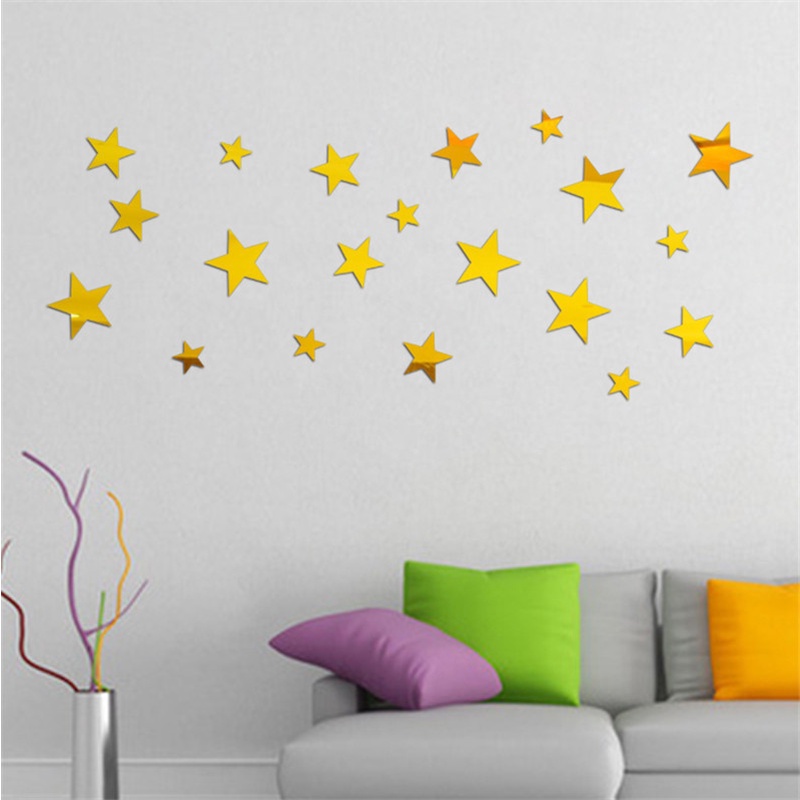Bộ 10 Miếng Dán Tường Trang Trí Tráng Gương Hình Ngôi Sao 3D Bằng Acrylic Tự Dính Trang Trí Nhà Cửa