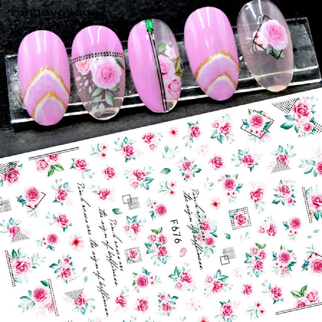 [rangevoyage2] Butterfly Nail Stickers Gradient Colorful Butterfly Rose Nail Sliders Decal [new]