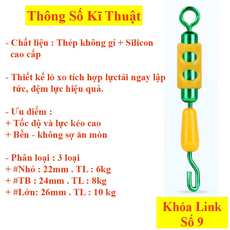 Ma Ní số 8 và  Khóa Link Số 9 Trợ Lực Mà Ní Câu Đài Vỉ Khóa Link Chống Xoắn Cao Cấp