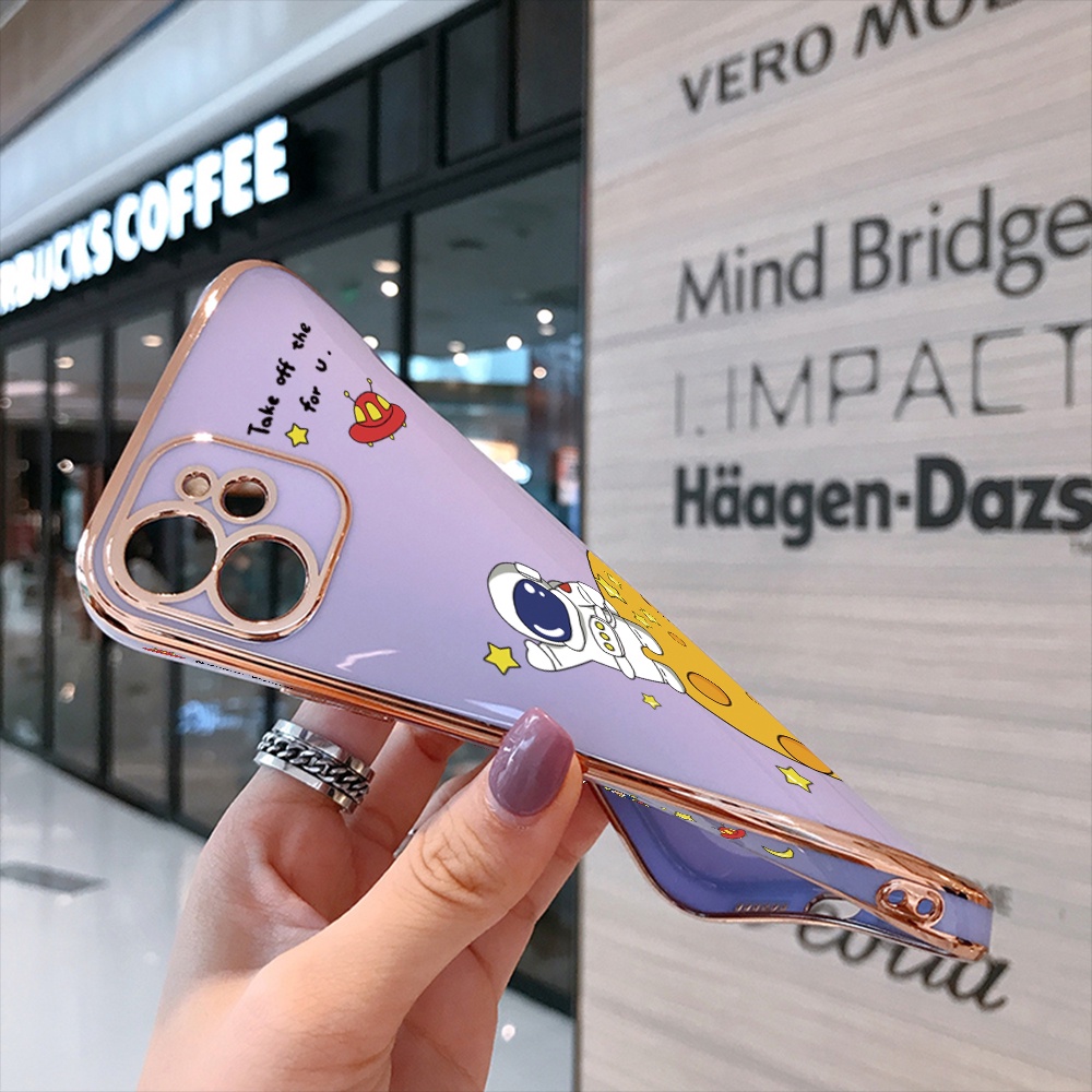 Samsung Galaxy J2 J4 J6 J7 Prime Plus Pro 2018 2017 J4+ J6+ For Phone Case Soft Casing Silicone Cute Astronaut UFO Electroplating Full Cover Shockproof TPU Cases