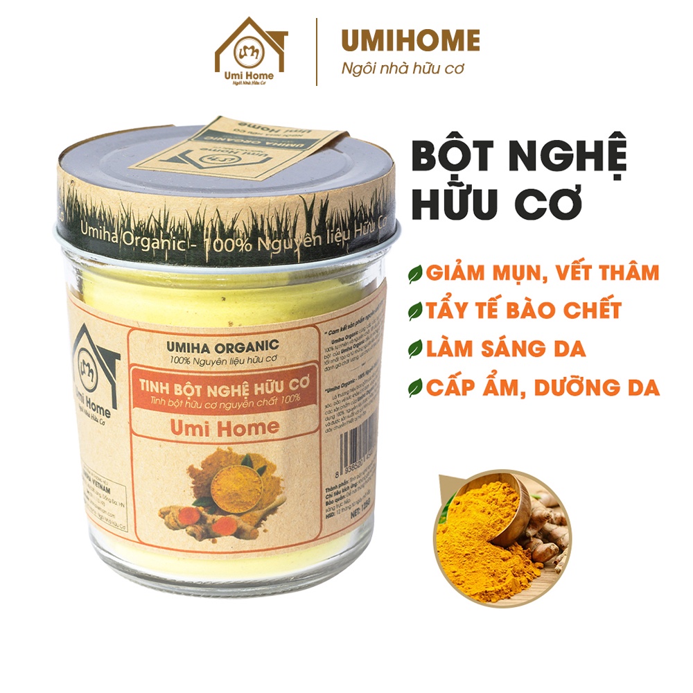 Tinh Bột Nghệ đắp mặt nạ hữu cơ UMIHOME nguyên chất 135g - Giúp dưỡng trắng da, ngừa mụn, mờ thâm nám