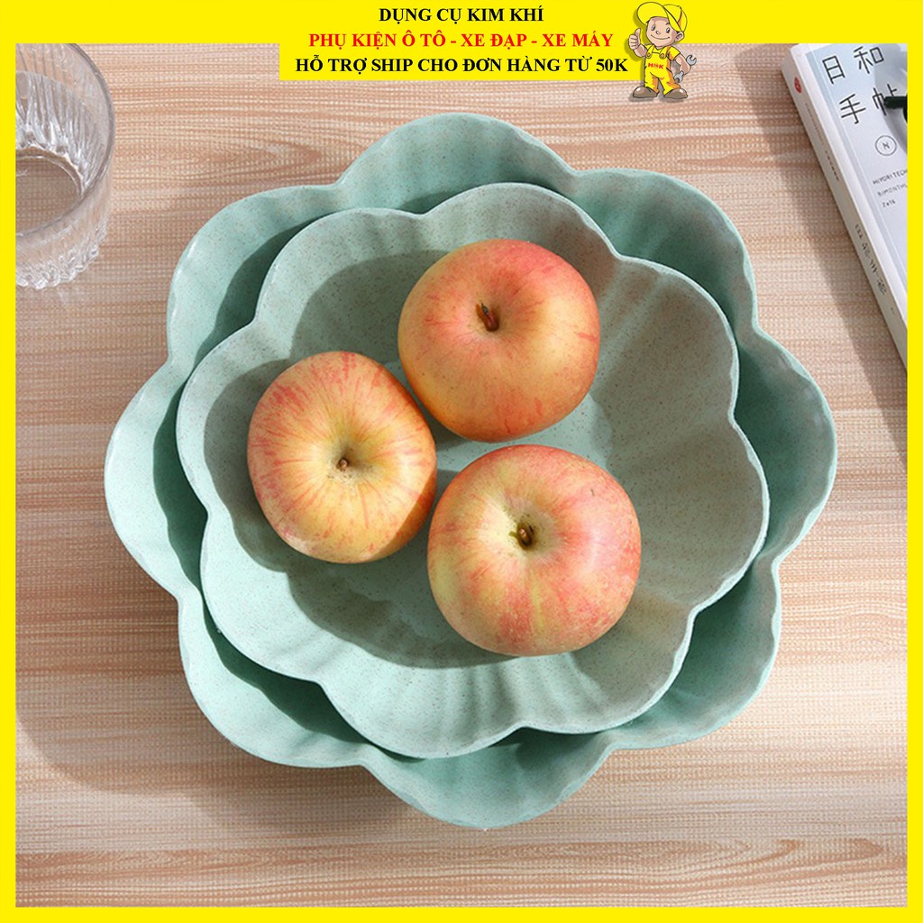 Đĩa Nhựa Đựng Hoa Quả Hình Bông Hoa 8 Cánh Cỡ 22cm/27cm