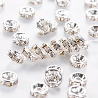 Set 50 hạt pha lê bạc 8mm dùng làm trang sức

