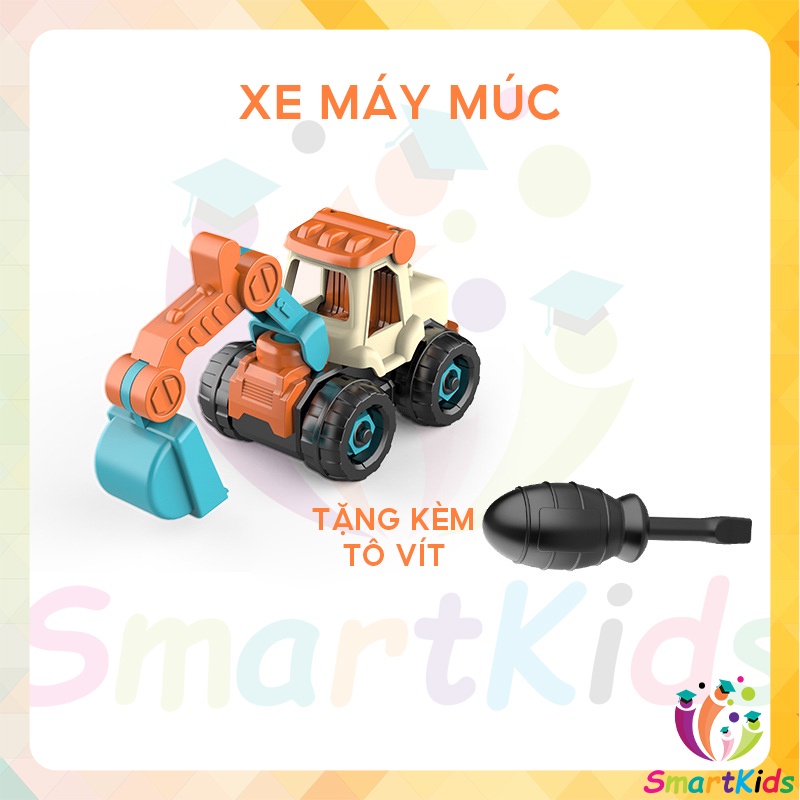 Combo 4 xe đồ chơi tự lắp ráp cho bé phát triển kỹ năng tư duy