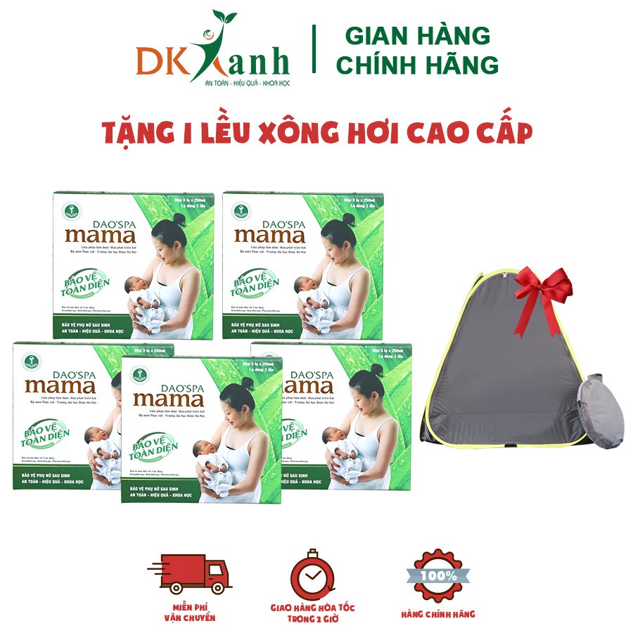 Combo 5 hộp (15 chai) Nước tắm sau sinh Dao'spa Mama - DK Pharma, (250ml / chai) tặng 1 lều xông hơi tự bung