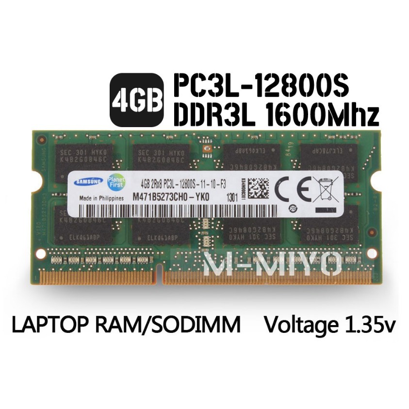 Bộ nhớ RAM Samsung 4GB DDR3L Bus 1600MHz PC3L-12800S CL11 điện áp thấp 1.35V cho Notebook Laptop