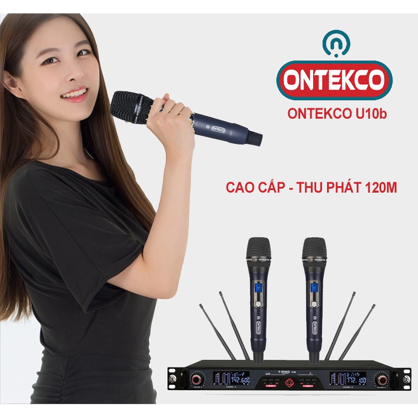 [Mã ELHACE giảm 4% đơn 300K] [BẮT SÓNG 120 MÉT] Bộ micro không dây ONTEKCO U10b hát karaoke cao cấp chính hãng