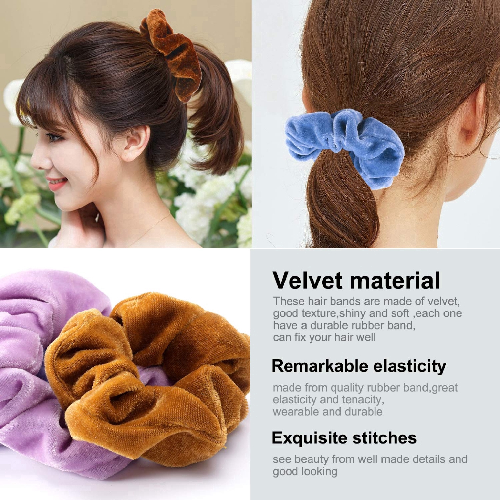 Colorful Velvet Elastic Hair Scrunchies/ Women Simple Hair Bands/ INS Girls Daily Basic Rubber Bands