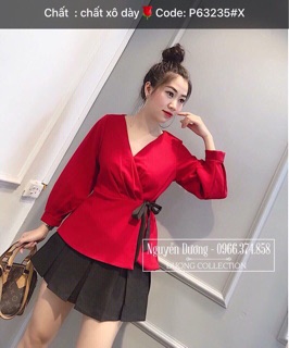 💋Áo Kiểu Voan Cổ Tim Cột Eo