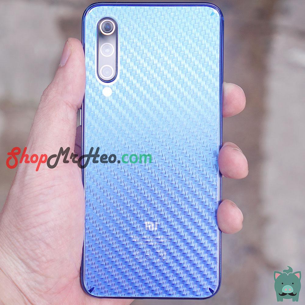 Skin Dán Mặt Sau Lưng Vân 3D Xiaomi Mi 9 - Mi 9 SE - Mi 9 Lite - Mi CC9 - Carbon, hình hộp, Nhám, Vân Da