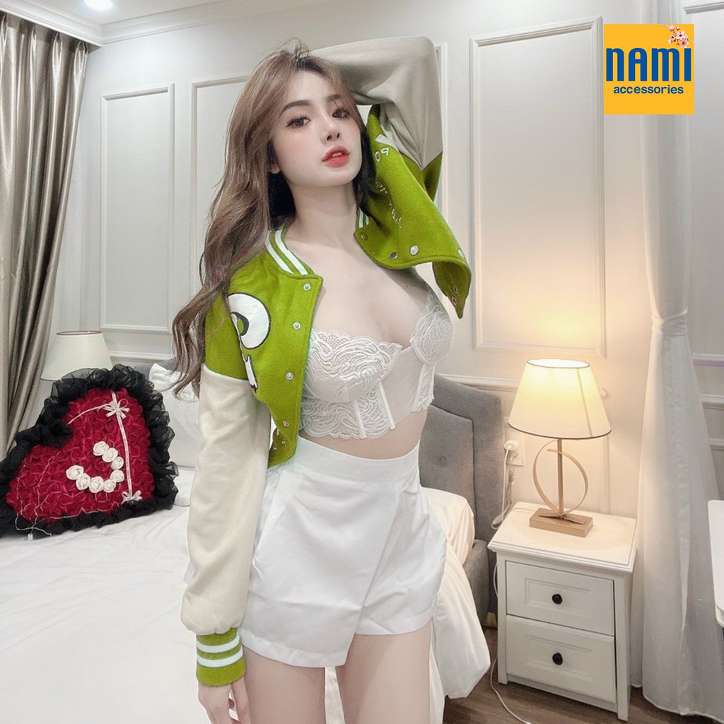 Áo Khoác Bomber Chữ D Chạy Viền Tay Phối Màu Sắc Trẻ Trung Cá Tính Cool Girl - ATNU017