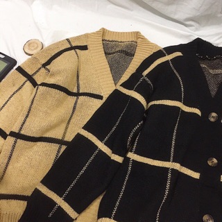 Cardigan Len Kẻ Korea