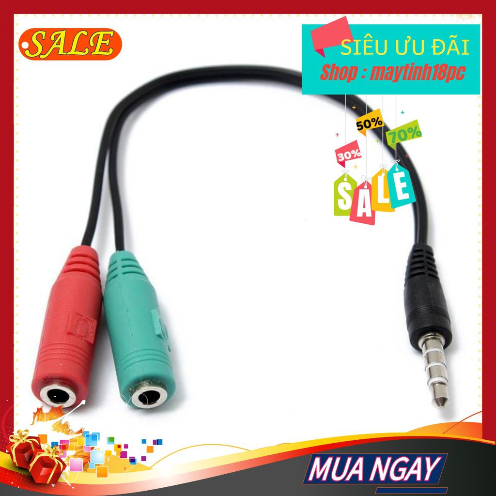 Cáp chia Audio 3.5mm ra mic và loa