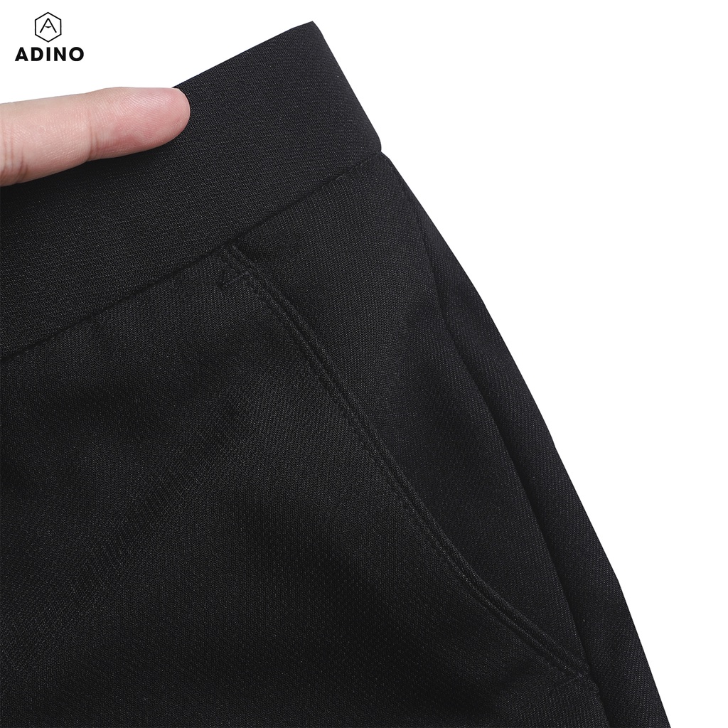 Quần âu nam ADINO màu đen vải cotton co giãn nhẹ dáng công sở slimfit ống đứng hơi côn trẻ trung lịch lãm QA01