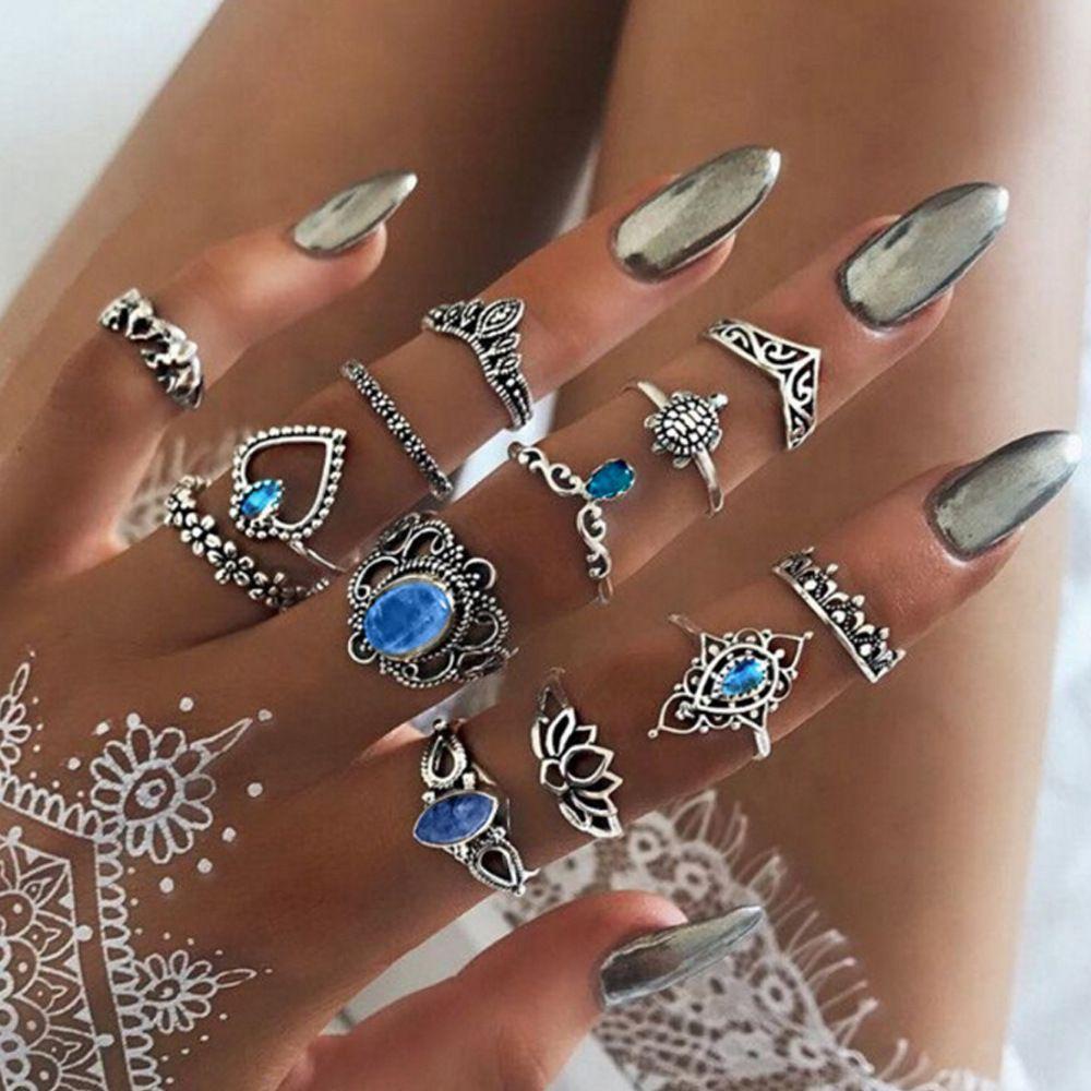 Set Nhẫn Hình Trái Tim Phong Cách Vintage Dành Cho Nữ