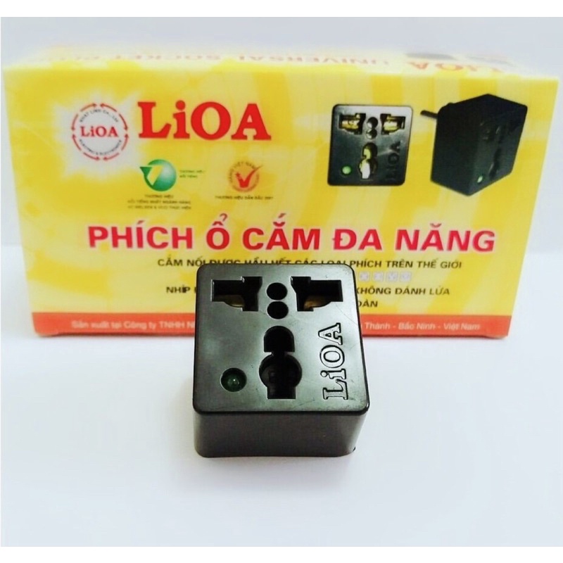 CHÍNH HÃNG Phích chuyển cắm đa năng Lioa chuyển 3 chấu thành 2 chấu 15A/220V Chân Tròn/Dẹp