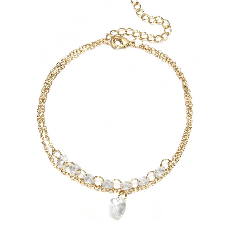 Exquisite Crystal Double Heart Crystal Bracelet Engaged Married Jewelry  Woman