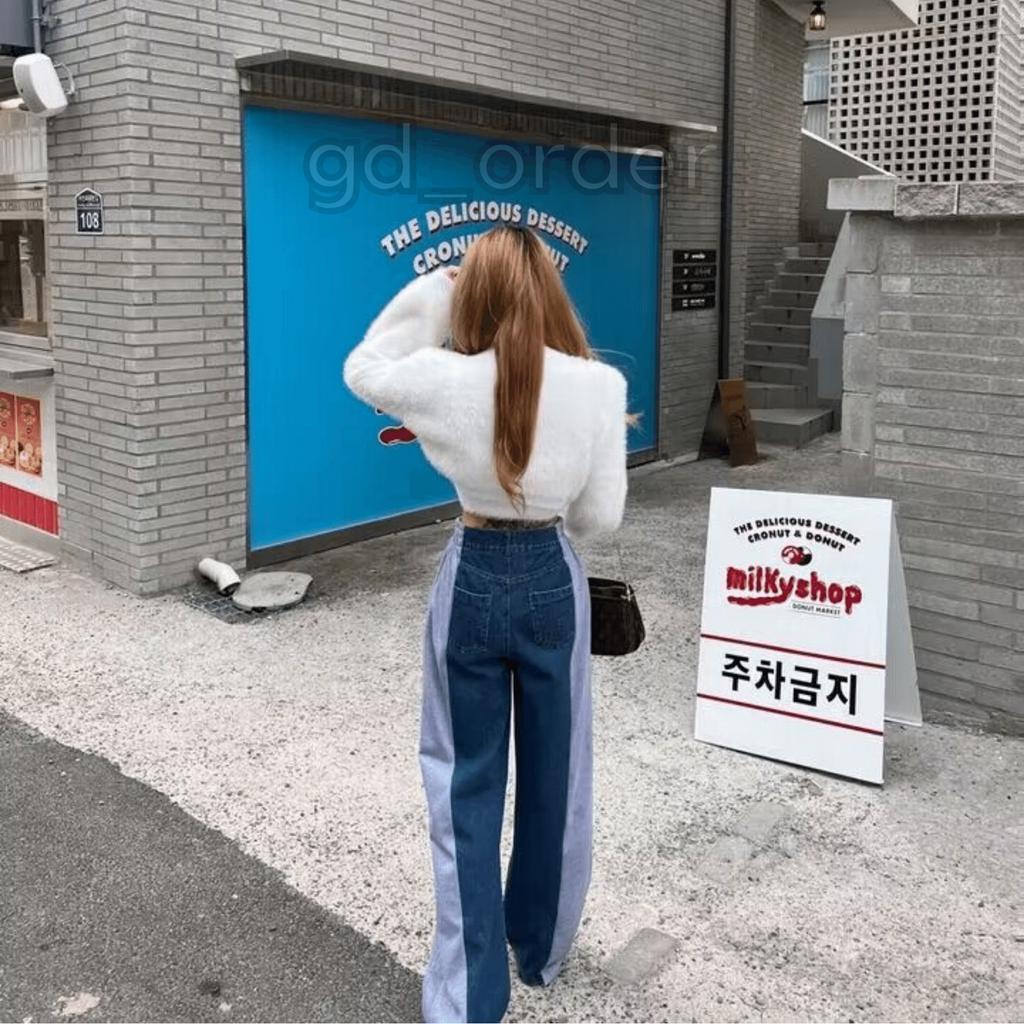Q7|Quần jeans bò nữ lưng thun thể thao ống rộng cạp cao hàn quốc basic dễ mặc đi học, đi chơi gd_order