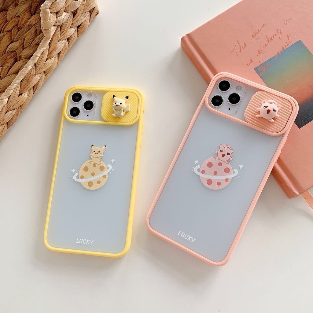 Ốp lưng iphone trượt camera  Pikachu 6/6s/6plus/6splus/7plus/ 8plus / x /xs /xs max /11/11 promax Dino case dt09