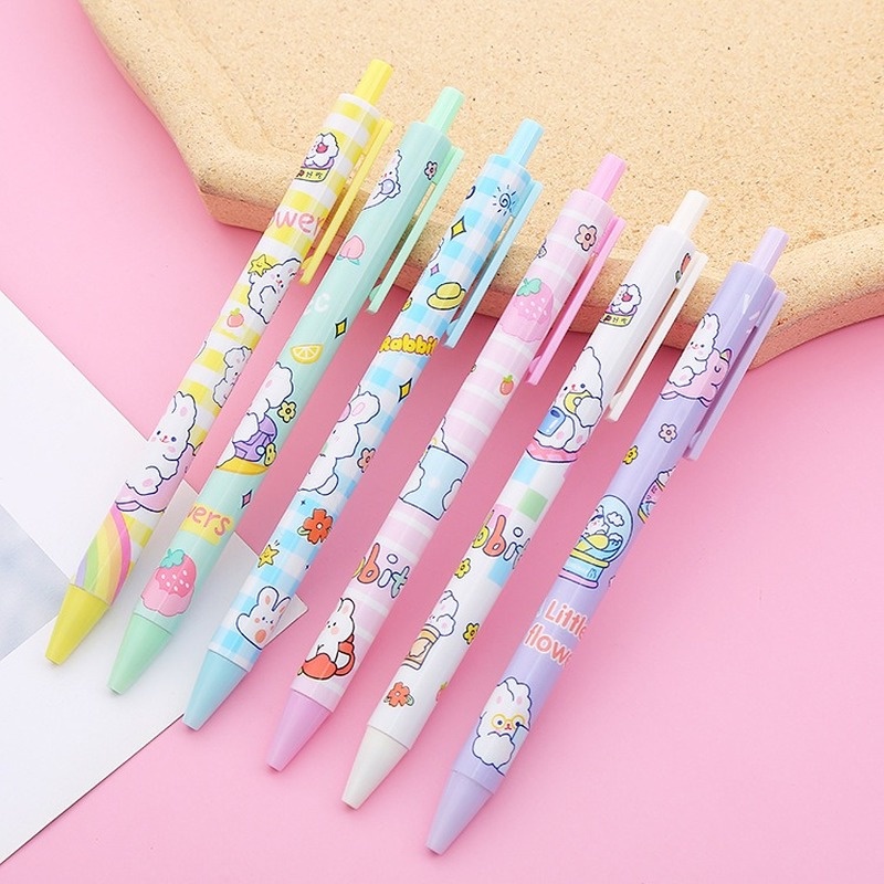 Bút bi dạng ấn mực đen ngòi 0.5mm hình thỏ sáng tạo đáng yêu tiện dụng cho văn phòng