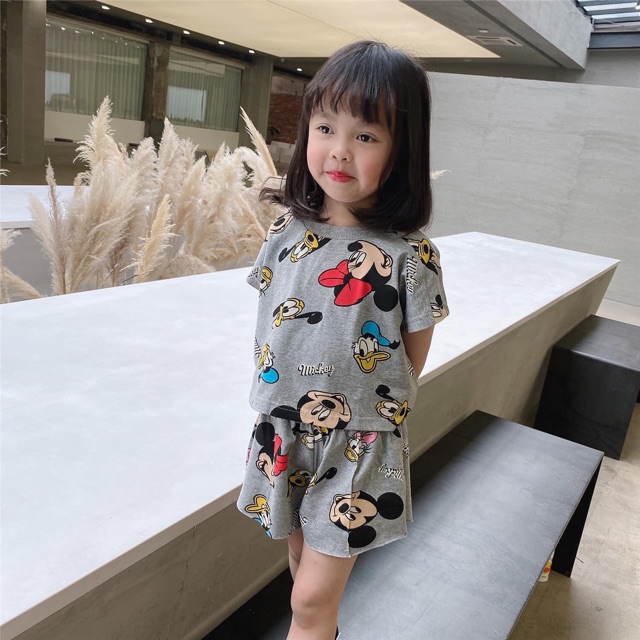 Bộ chuột Minnie trắng ghi(HÀNG SALE KO ĐỔI TRẢ)