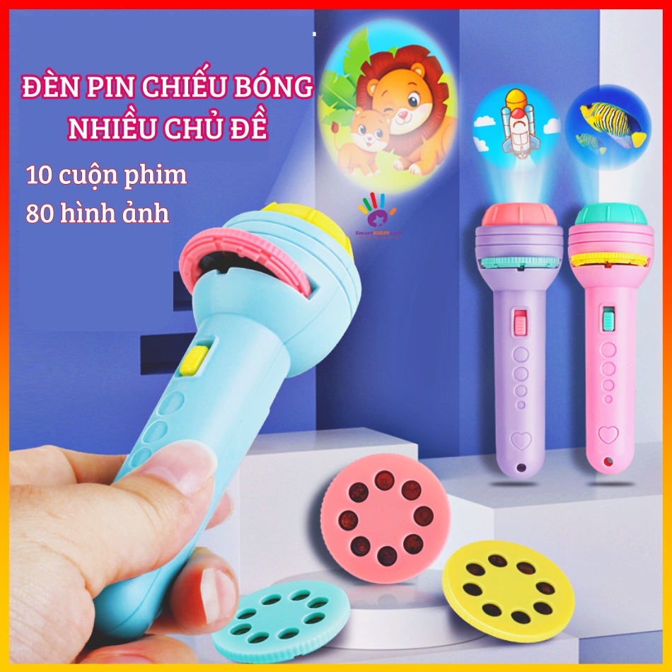 Đèn pin chiếu hình cho bé 80 hình động vật rất đáng yêu sắc nét