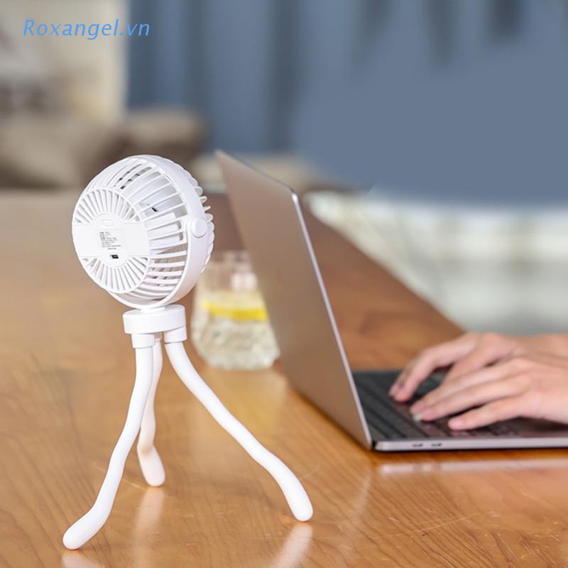Rox ​Quạt Cầm Tay 3 Tốc Độ Kèm Giá Đỡ Ba Chân Linh Hoạt Có Thể Sạc Lại ​2000mah