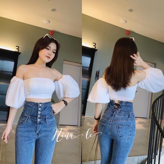 Quần jean đan dây lưng 5 nút siêu cao