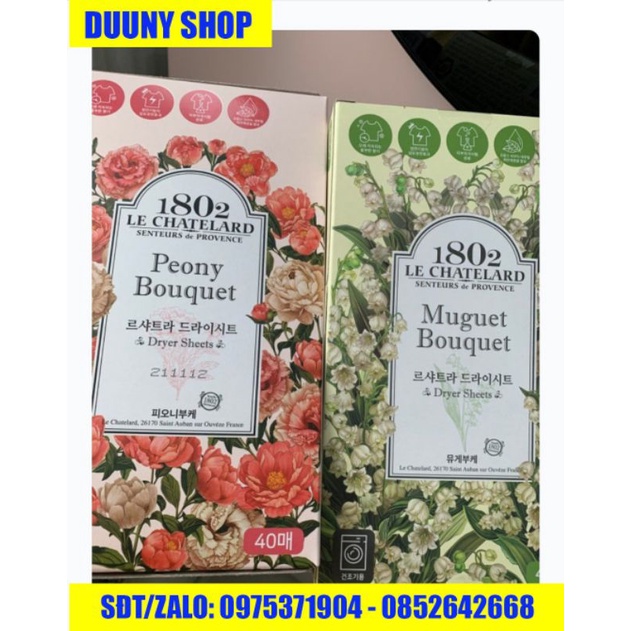 Giấy thơm Le Chatelard 1802, giấy thơm Hàn Quốc,hoa linh lan Muguet dùng máy sấy khô quần áo thường