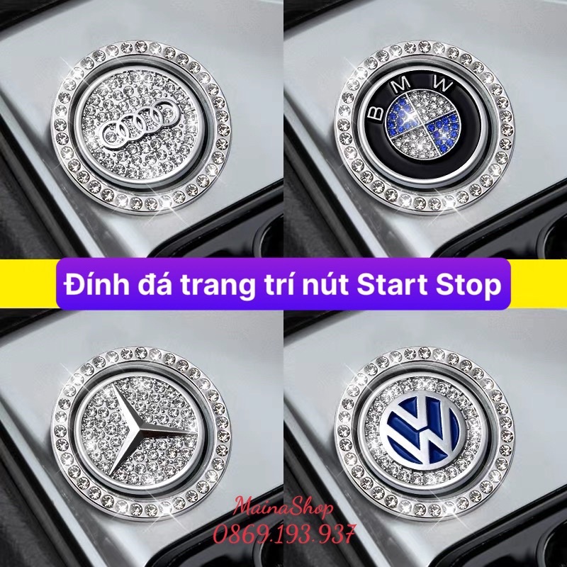 Vòng đá,logo trang trí nút khởi động start stop logo hãng xe diamond ring nhiều màu sang trọng