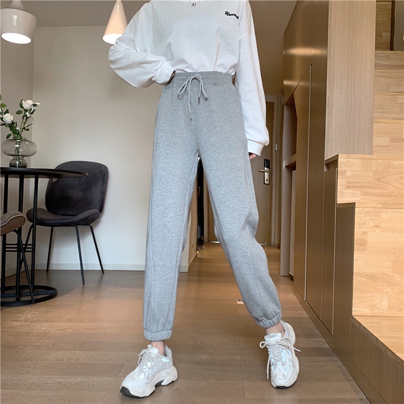 Quần thể thao ống rộng dáng dài thiết kế thời trang Hàn Quốc cho nữ