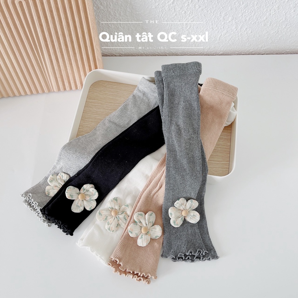 Quần tất len tăm mỏng vừa không bàn ĐÍNH HOA mặc thu cho bé 0-6 tuổi