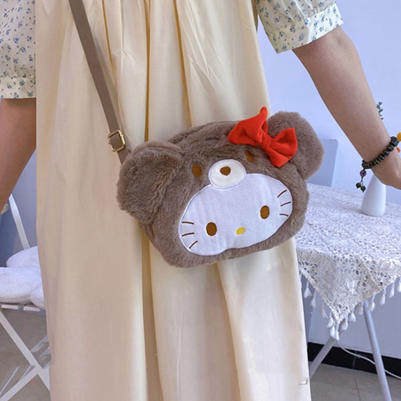 Túi Đeo Chéo Vai Hình Mèo Bông Dễ Thương Dành Cho Nữ