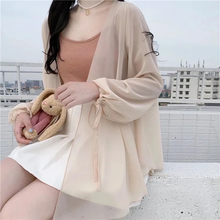 Áo khoác cardigan tay dài dáng ôm chất liệu chiffon thời trang cao cấp cho nữ