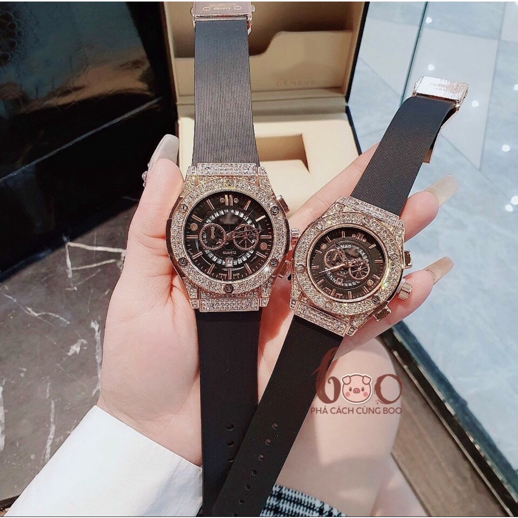 Đồng hồ nam nữ Hu,blot - Kiểu dáng sang trọng Dây cao su thơm vani, bảo hành 12 tháng