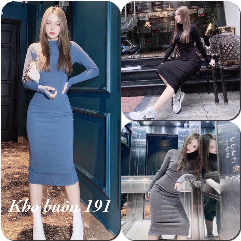 Đầm Body Cổ Cao TD Xỏ Ngón Xẻ Sau Sang Chảnh - Siêu Phẩm 1m1 - DZ14
