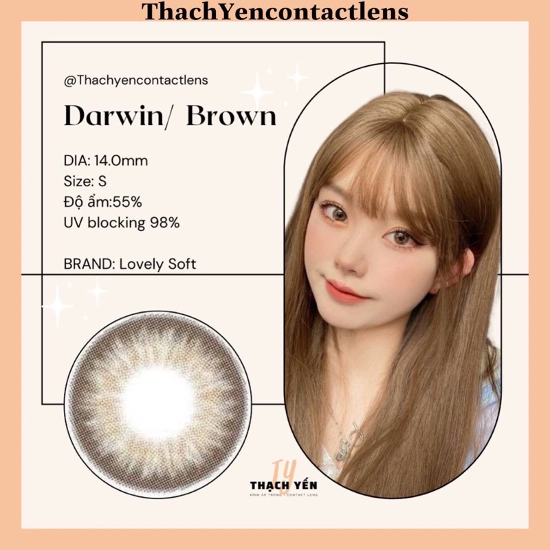 Kính Áp Tròng Darwin Brown Lens Nâu Cận 0-10 độ