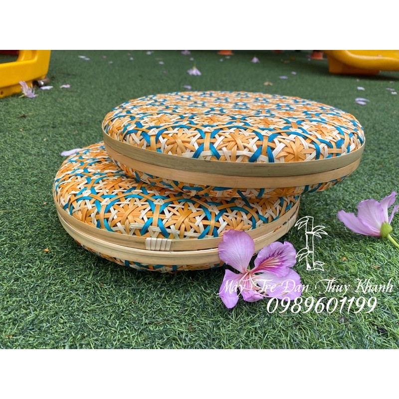 Hộp mây tre đan hoa thị, hộp đựng quà, hộp đựng mứt, hộp tròn đựng bánh kẹo | BigBuy360 - bigbuy360.vn