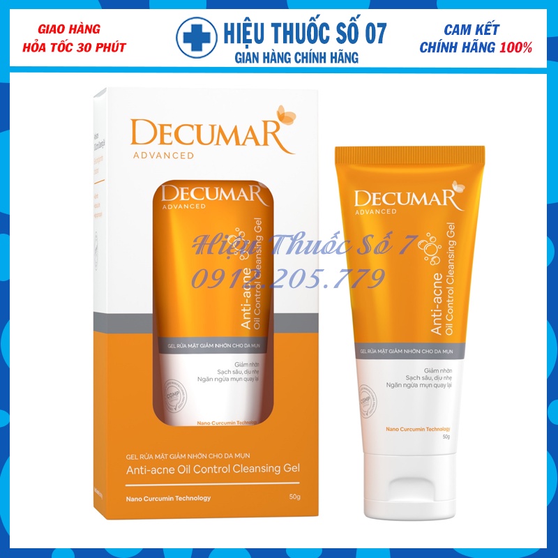 Gel rửa mặt ngừa mụn DECUMAR 50g giảm nhờn cho da mụn