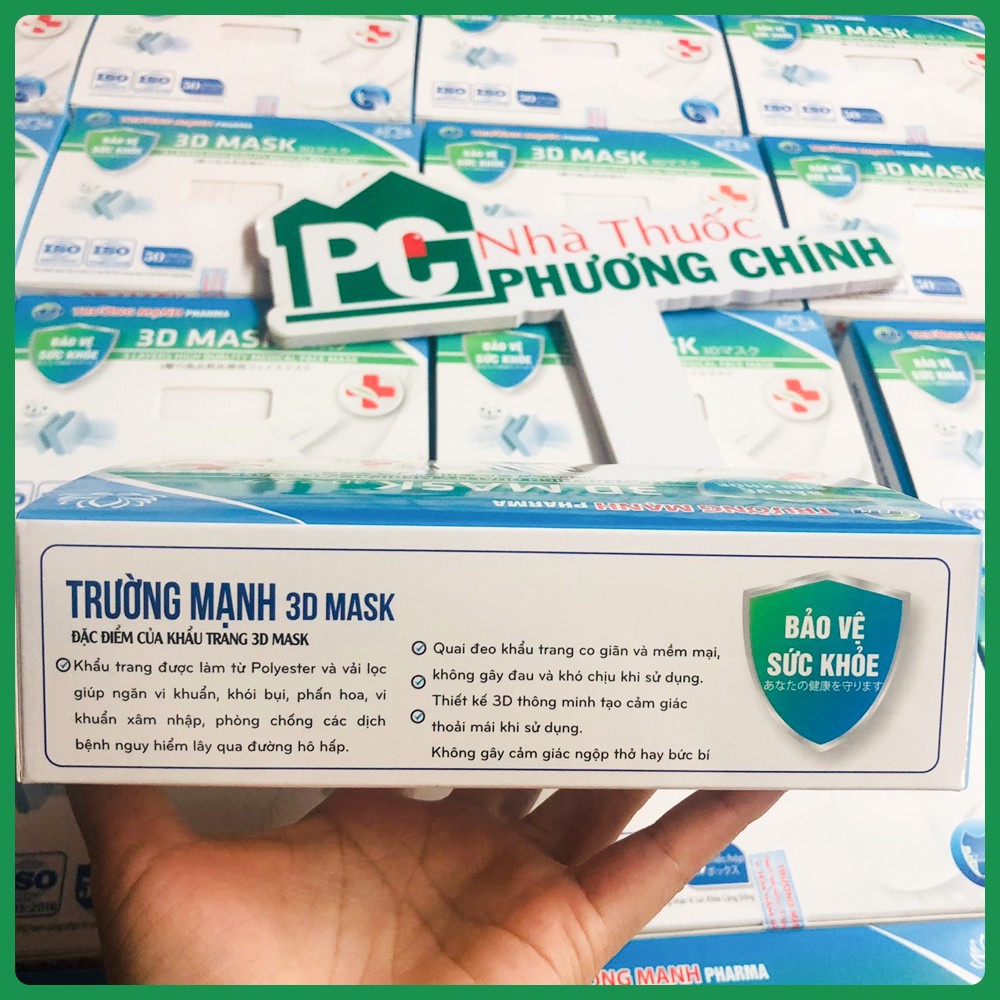 Khẩu Trang Y Tế Trường Mạnh 3D Mask - Ngăn Ngừa Vi Khuẩn, Mùi Và Bụi Hộp 50 Chiếc | BigBuy360 - bigbuy360.vn