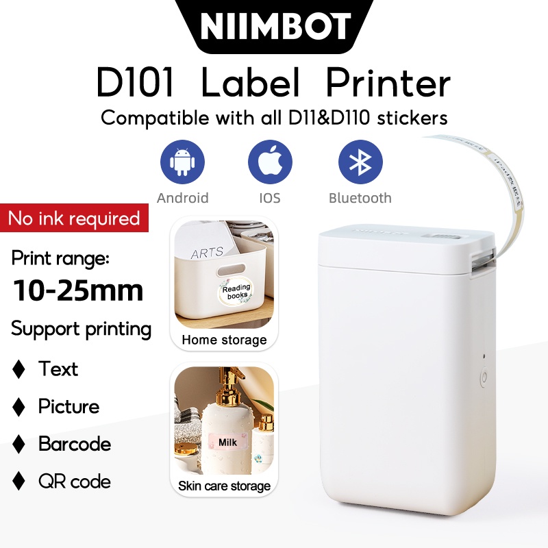 Niimbot D101 Máy in Nhãn Mini Bluetooth Không cần mực Máy in văn phòng tại nhà máy in mini giá rẻ