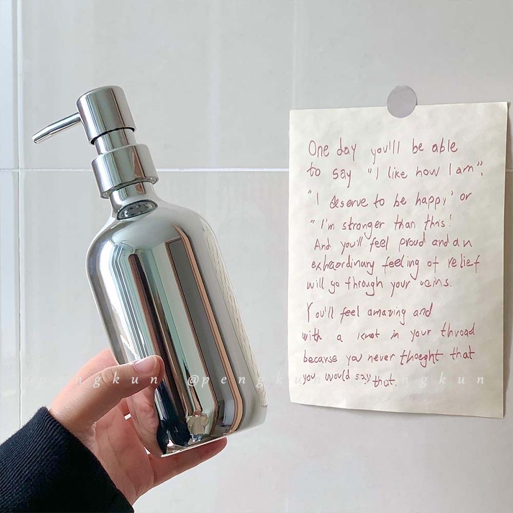 Bình xịt nước rửa tay bằng nhựa mạ điện màu bạc đơn giản phong cách Ins Bắc Âu cho phòng tắm