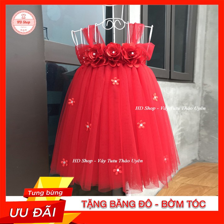 Váy đỏ dự tiệc cho bé ❤️FREESHIP❤️ Váy thôi nôi thiết kế cho bé gái