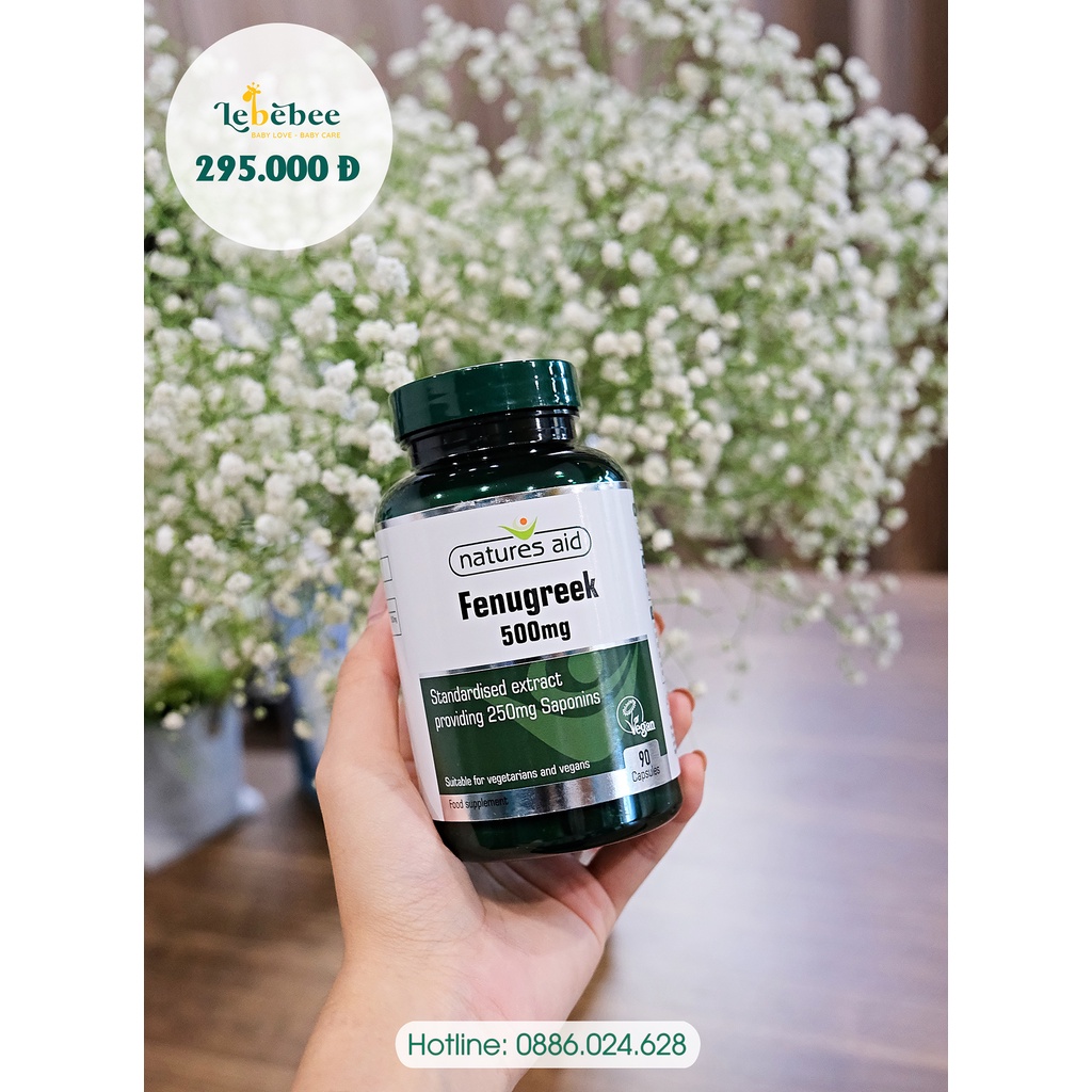 Vitamin lợi sữa cho mẹ sau sinh- cỏ cà ri Natures Aid Fenugreek 500mg 90 viên