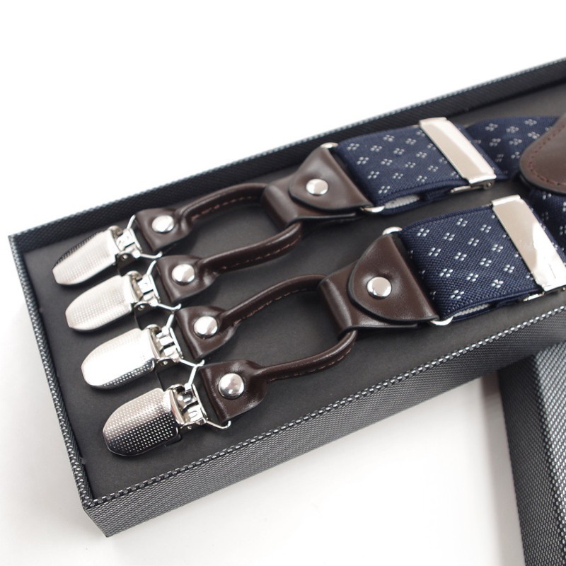 Dây đai quần vải dệt hoa văn chữ Y có 6 kẹp co giãn chống trượt tùy chỉnh thời trang cho nam