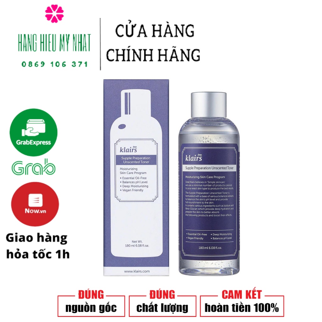 Nước hoa hồng Klairs Supple Preparation Toner 180ml (có mùi)