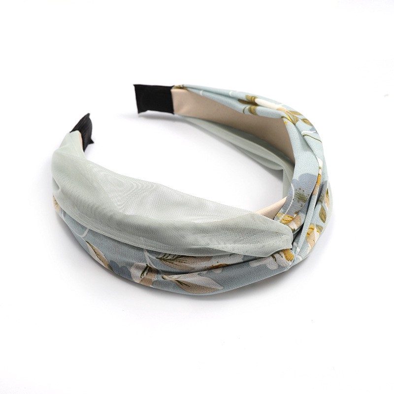 Băng đô cài tóc có thắt nút bằng vải in hình phong cách Hàn Quốc dành cho nữ