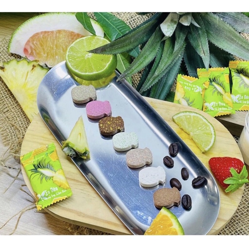 Kẹo Giảm Cân DỨA PLUS VIC 7 Màu Mùi Vị Yk Hình Shop Chụp ạ
