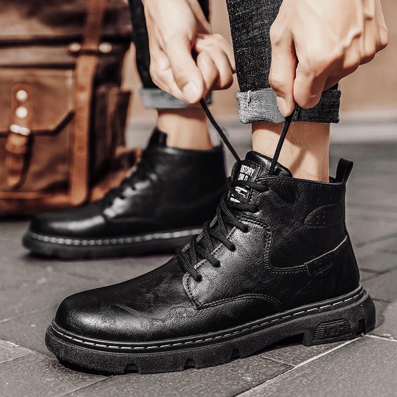 Giày Bốt Da Phong Cách Retro Thời Trang Cho Nam 2021